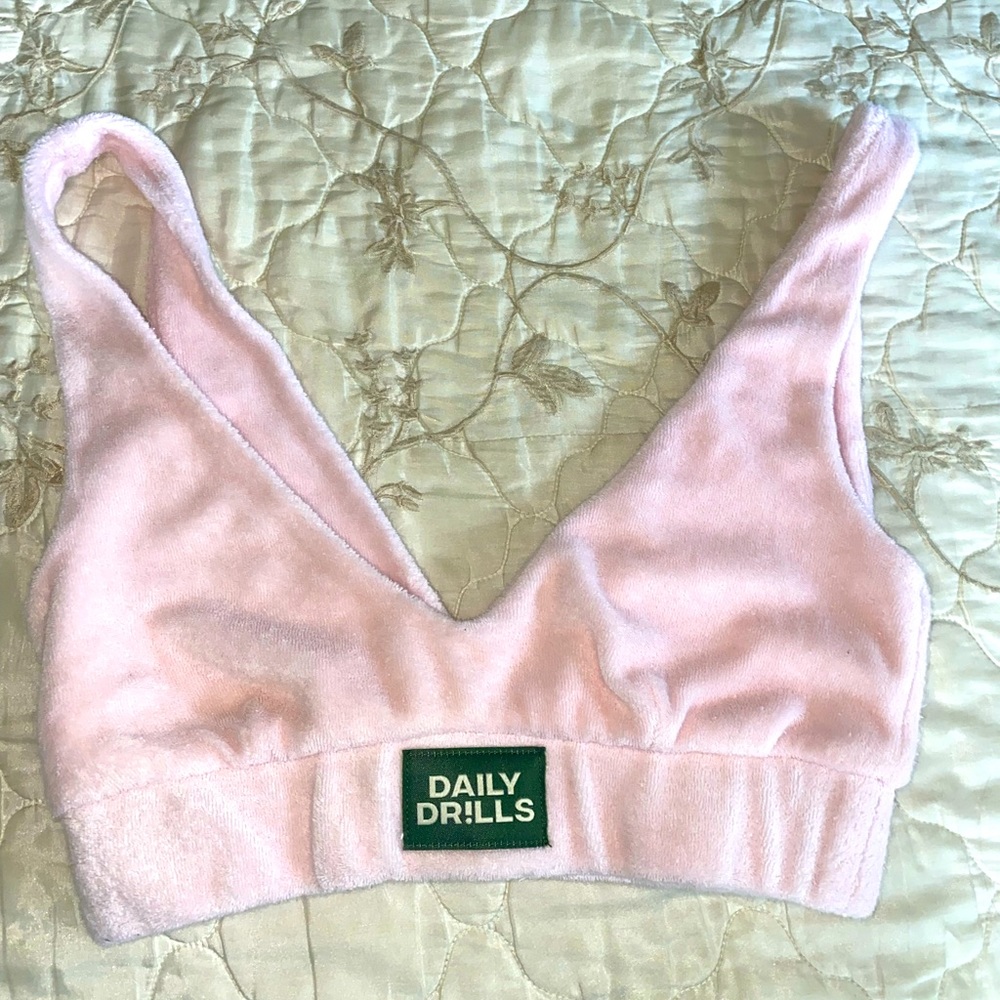 Daily Drills Pink Terry Sports Bra XS